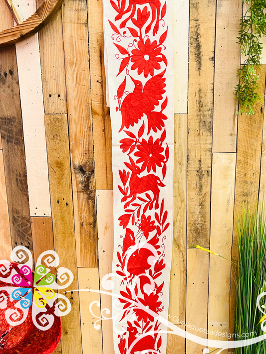 Red Small Solid Otomi Table Runner - Camino de Tenango