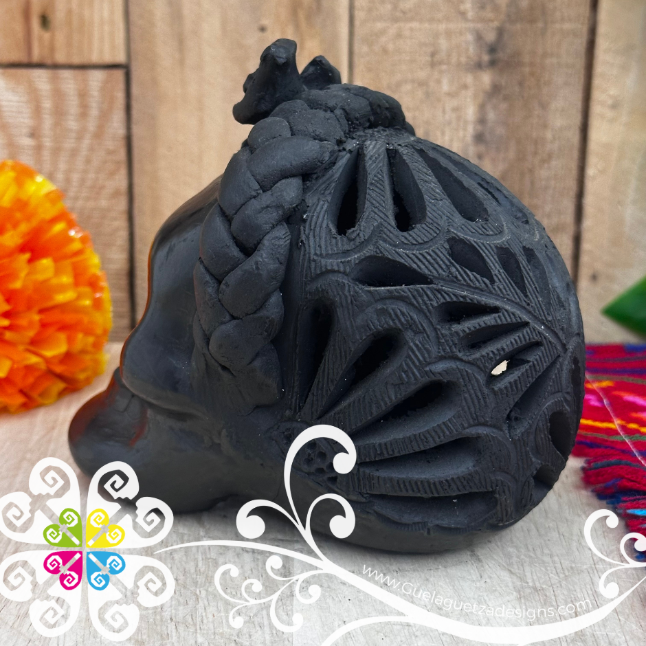 Medium Unique Skull  - Black Clay Oaxaca