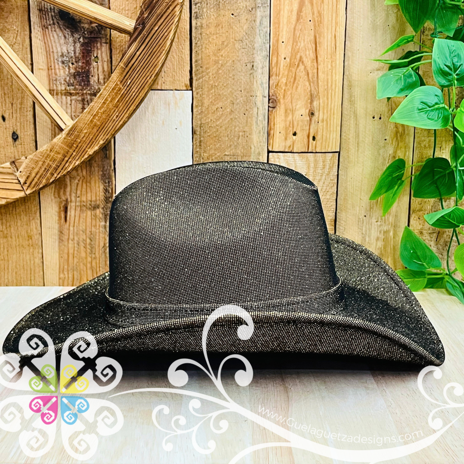 Black with Gold Glitter Cowboy Hat - Unisex Hat