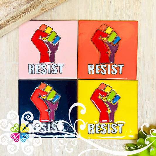 Set of 4 Resist Coaster Set -  Set of Clay Coasters