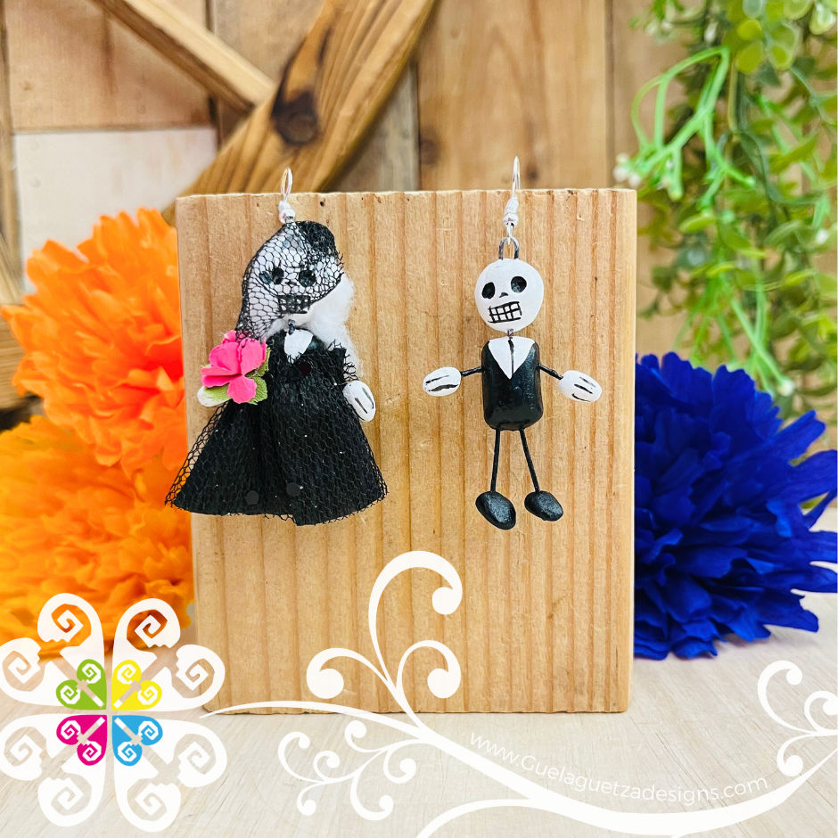 Bride and Groom - Calaverita Clay Earrings