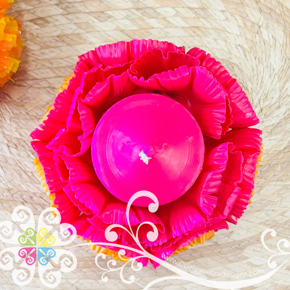 Fuchsia Cirio Escamado Elegancia Artesanal- Artisan Candles Vedesa