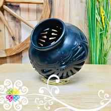 Medium Calado Cantarito Black Clay Vase - Barro Negro Oaxaca