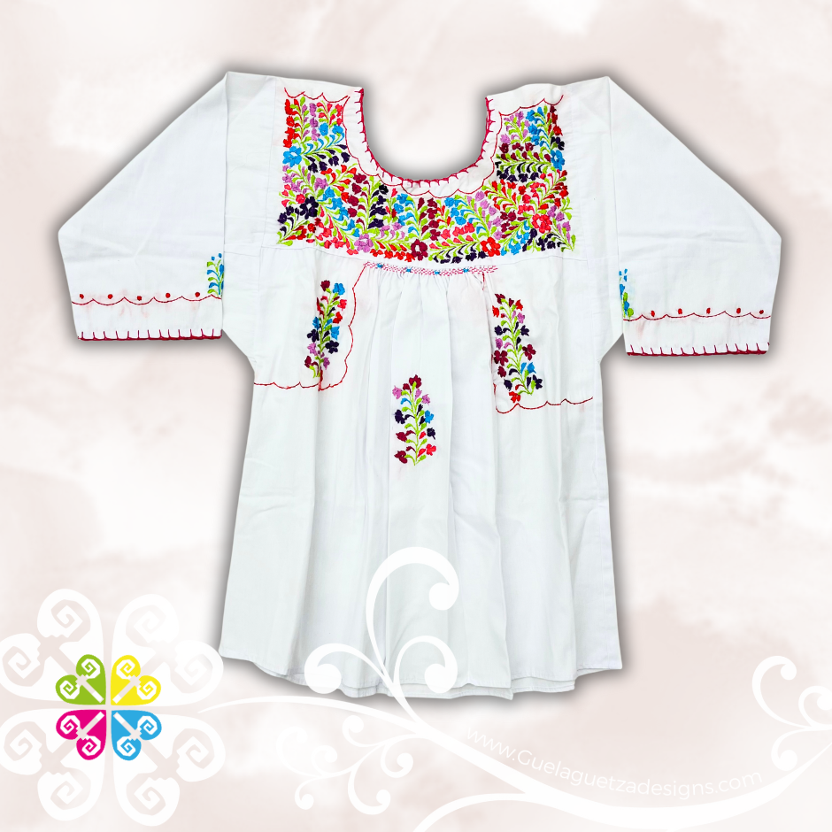Large Blusa San Antonino Sencilla- 3/4 Sleeve - Embroider Women Top