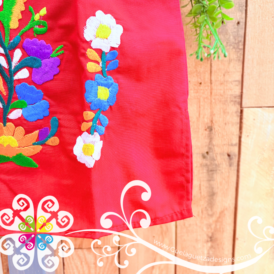 Red Vestido Tehuacan Nina - Tehuacan Children Dress