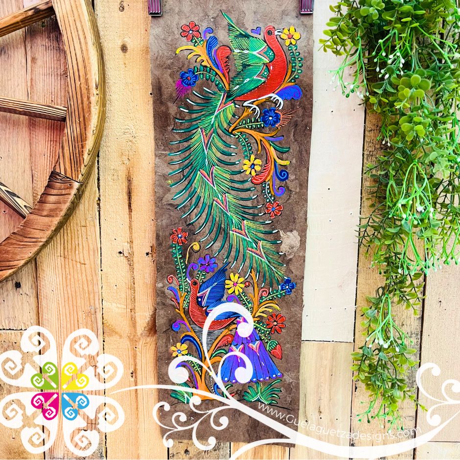 Long Medium Neon Colors Fauna Designs - Amate Paintings