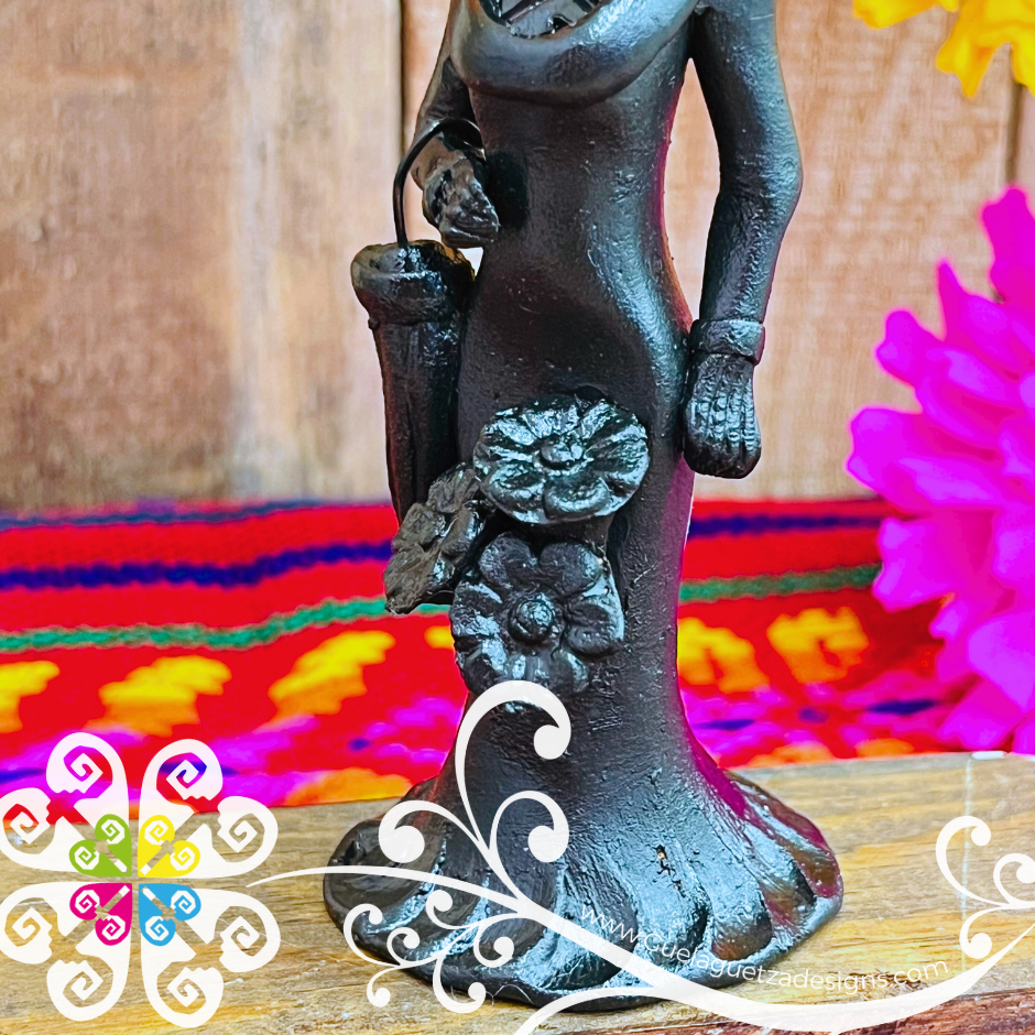 Mini Black Fina Clay Catrina Michoacana - Capula Clay Home