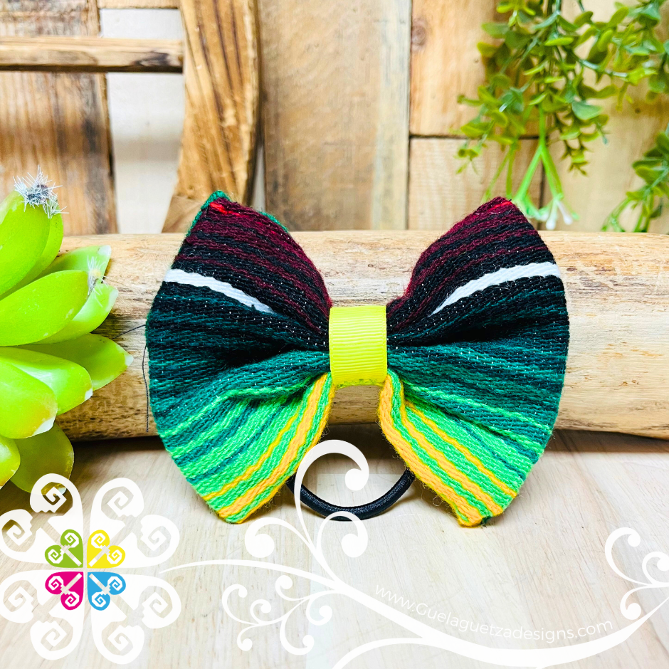 Rainbow Sarape Hair Bow - Hair Bow with Elastic