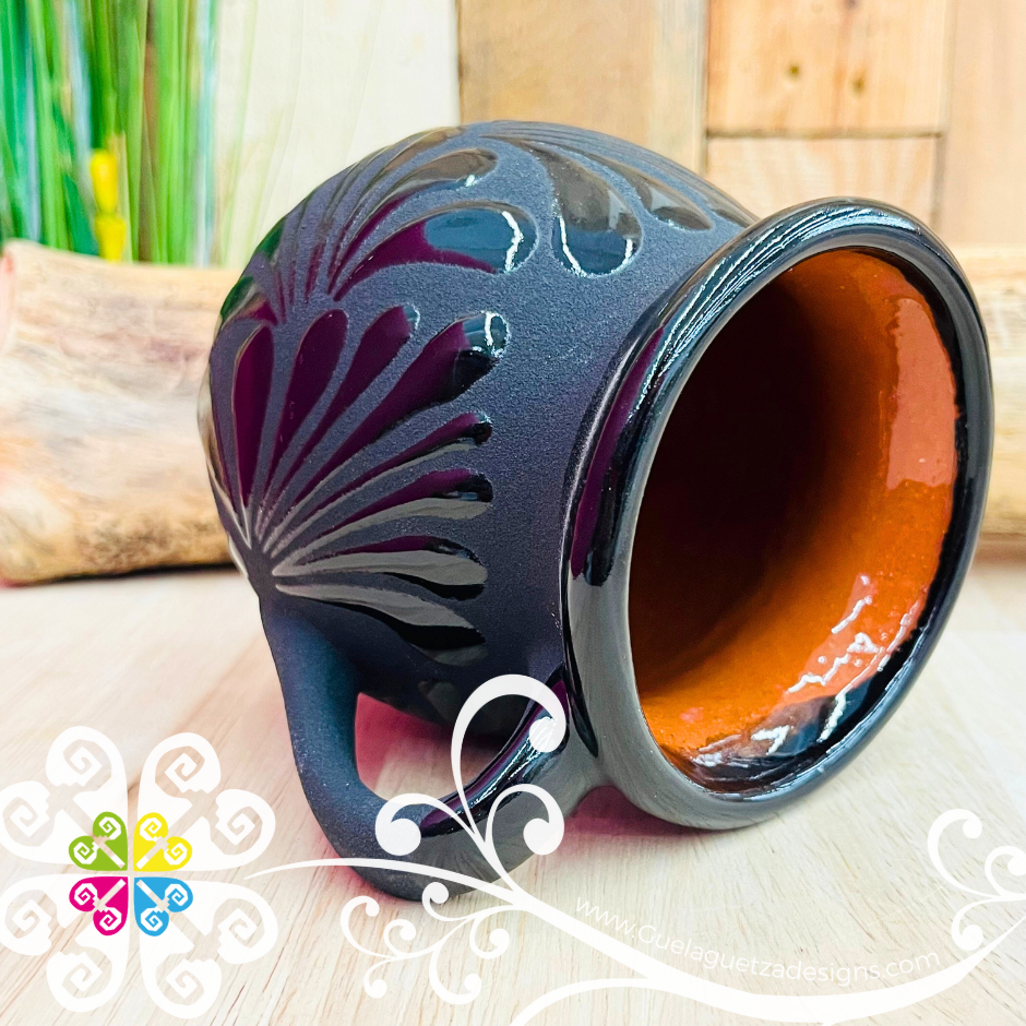 Set of Black Espiga Clay Mugs - Set Taza Barro
