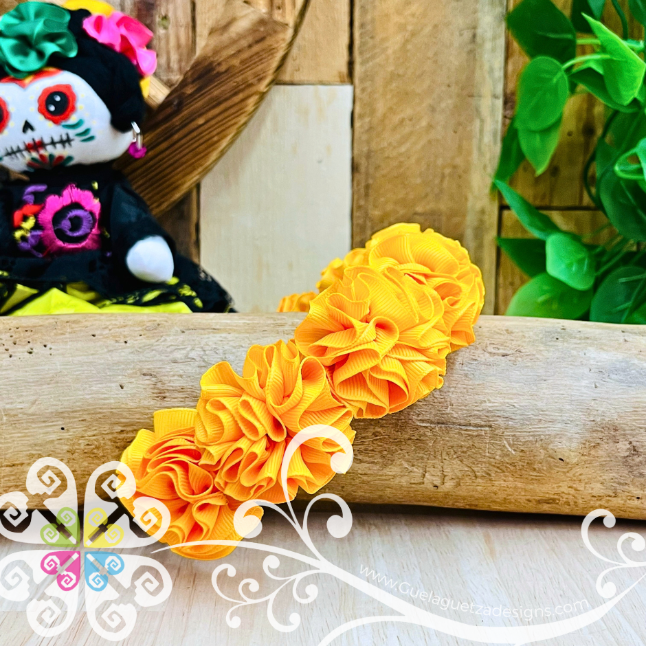Yellow Catrina Ribbon Flower Headband - Folkloric Headband