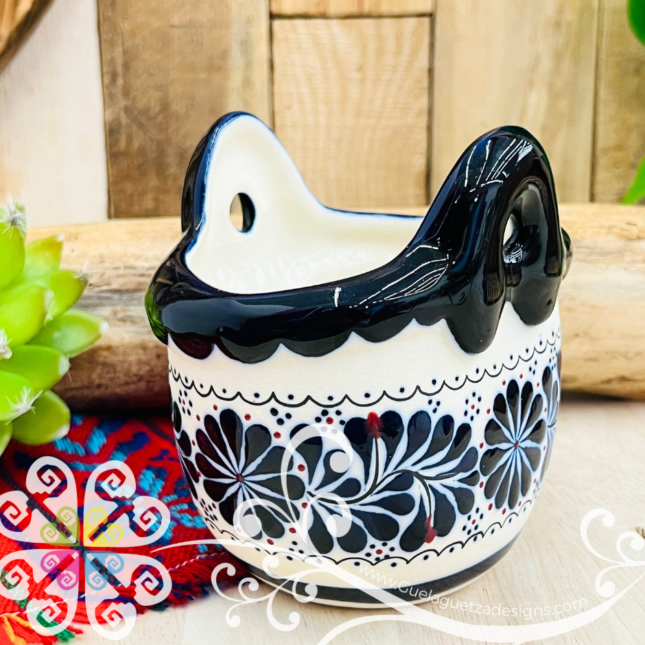 Small Navy Blue Colibri Macetera - Barro Alta Temperatura - Home Decor