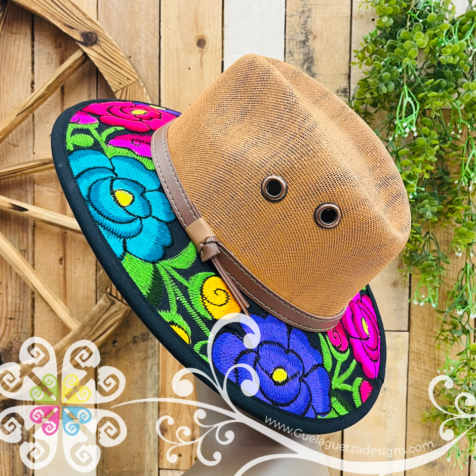 Tawny With Multicolor Embroidery - Chiapas Summer Hat