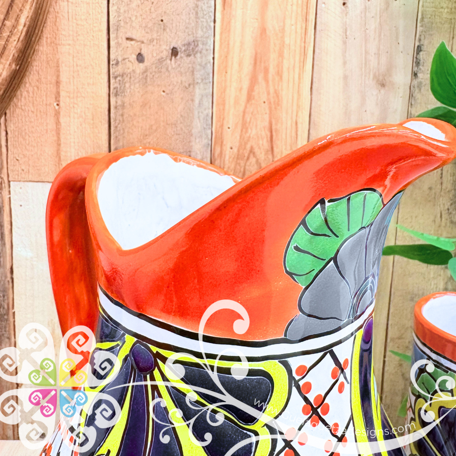 Orange Talavera Clay Pitcher Set - Set Clay Pitcher