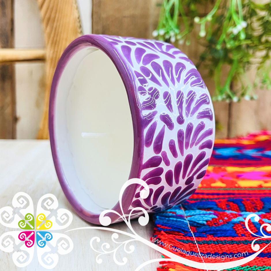 Large Tazon Purple Talavera Candle - Artisan Candles