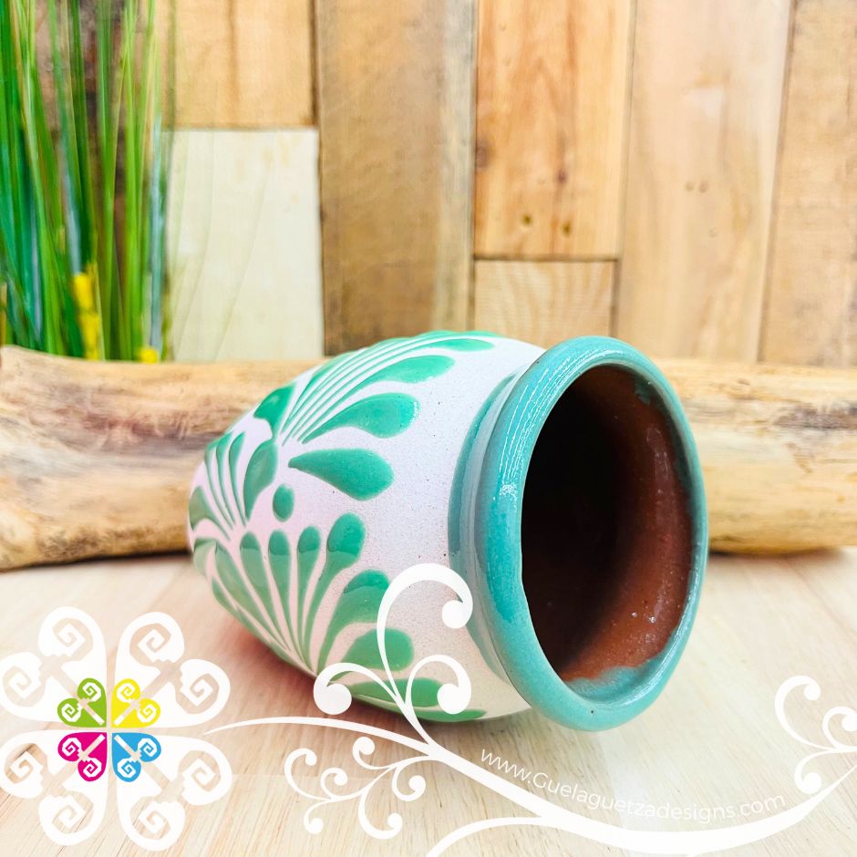 Set of Teal Espiga Plumeado Cantarito Cup - Set Clay Cantarito