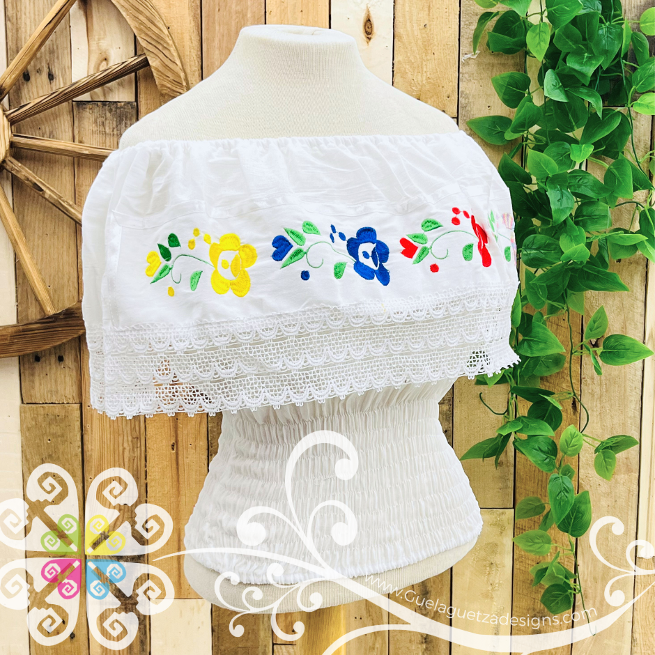 White Campesina Embroider Crop Top- Women Top