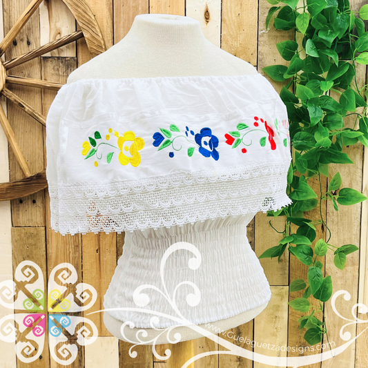 White Campesina Embroider Crop Top- Women Top