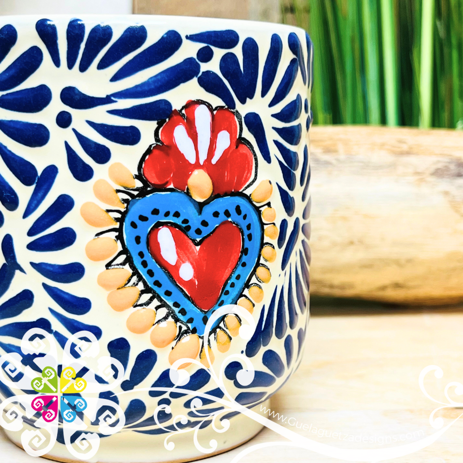 Corazon Blue Talavera Mug - Single Talavera Mug