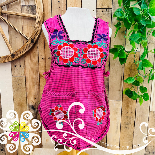 Fuchsia Escapulario Embroider Apron - Mandil Artesanal
