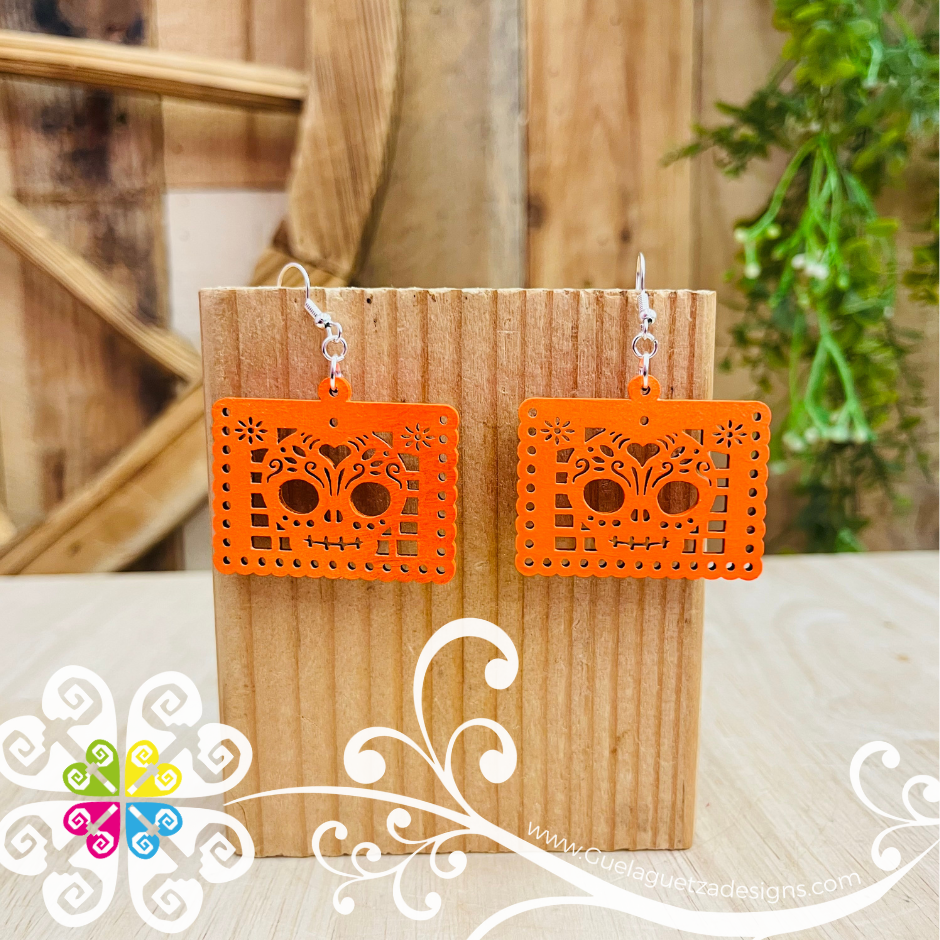 Small Papel Picado Wood Earrings - Wood Earrings