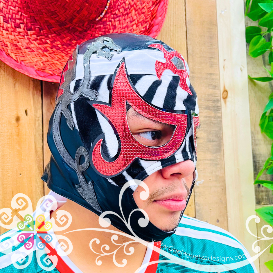 Red with Zebra Luchador Mask - Adult Lucha Libre Mask