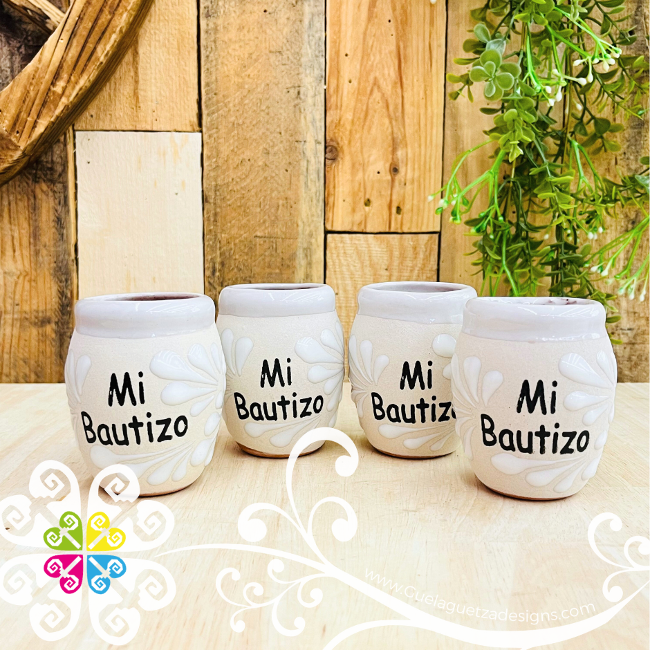 Mi Bautizo - Engobe/White Tequilero Set - Clay Tequilero Set