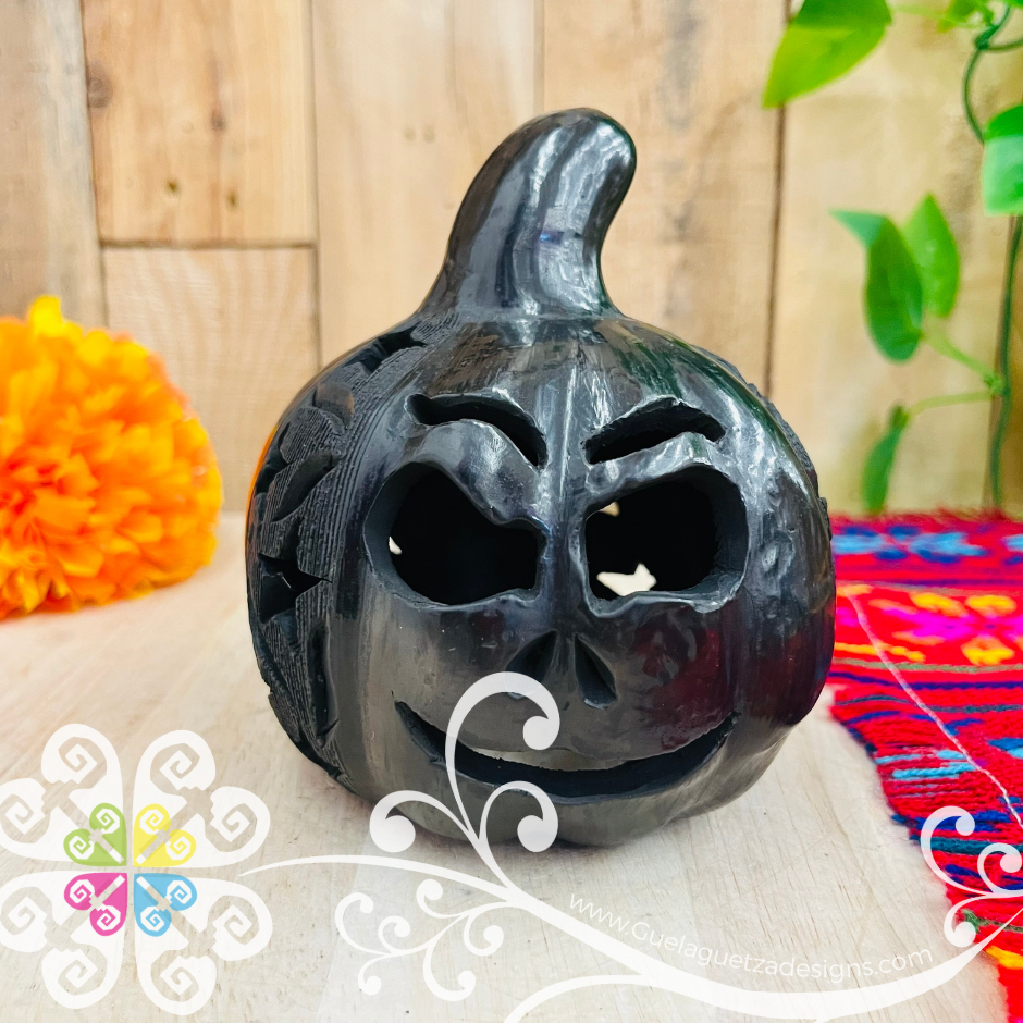 Calabaza con Carita Candle Holder - Barro Negro Oaxaca