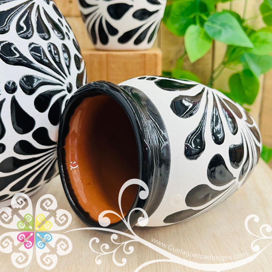 Black with Engobe Espiga Pato Pitcher Set - 4 Cantaritos