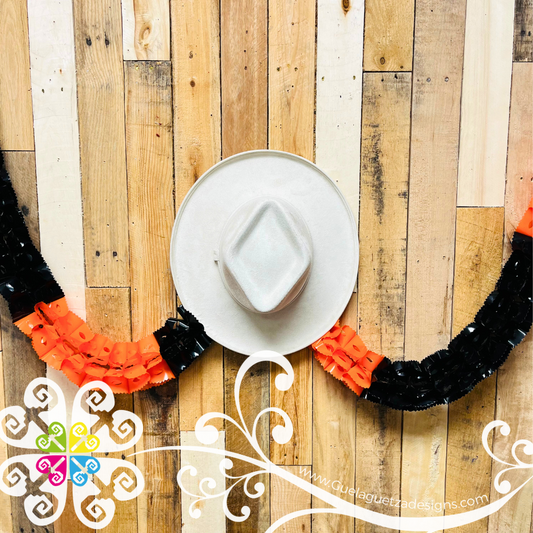 Large Orange Black Fiesta Decor - Worm Flower Banner