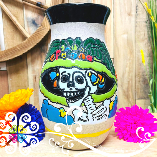 Black Catrina Ovulo Vase - Mexican Home Décor