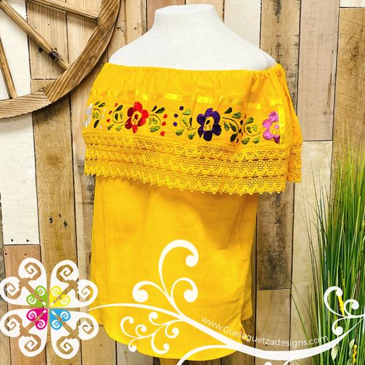 Yellow Campesina Embroider - Women Top
