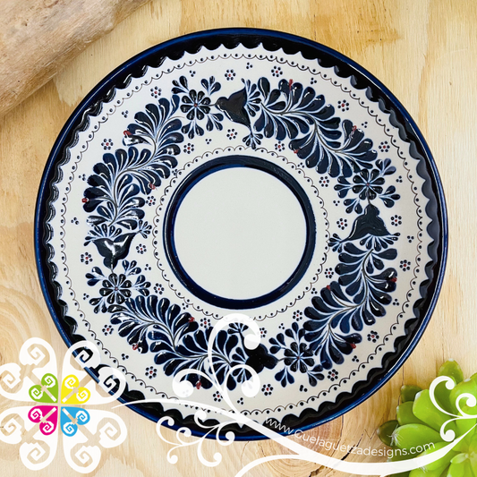 Large Round Navy Blue Serving Tray - Barro Alta Temperatura