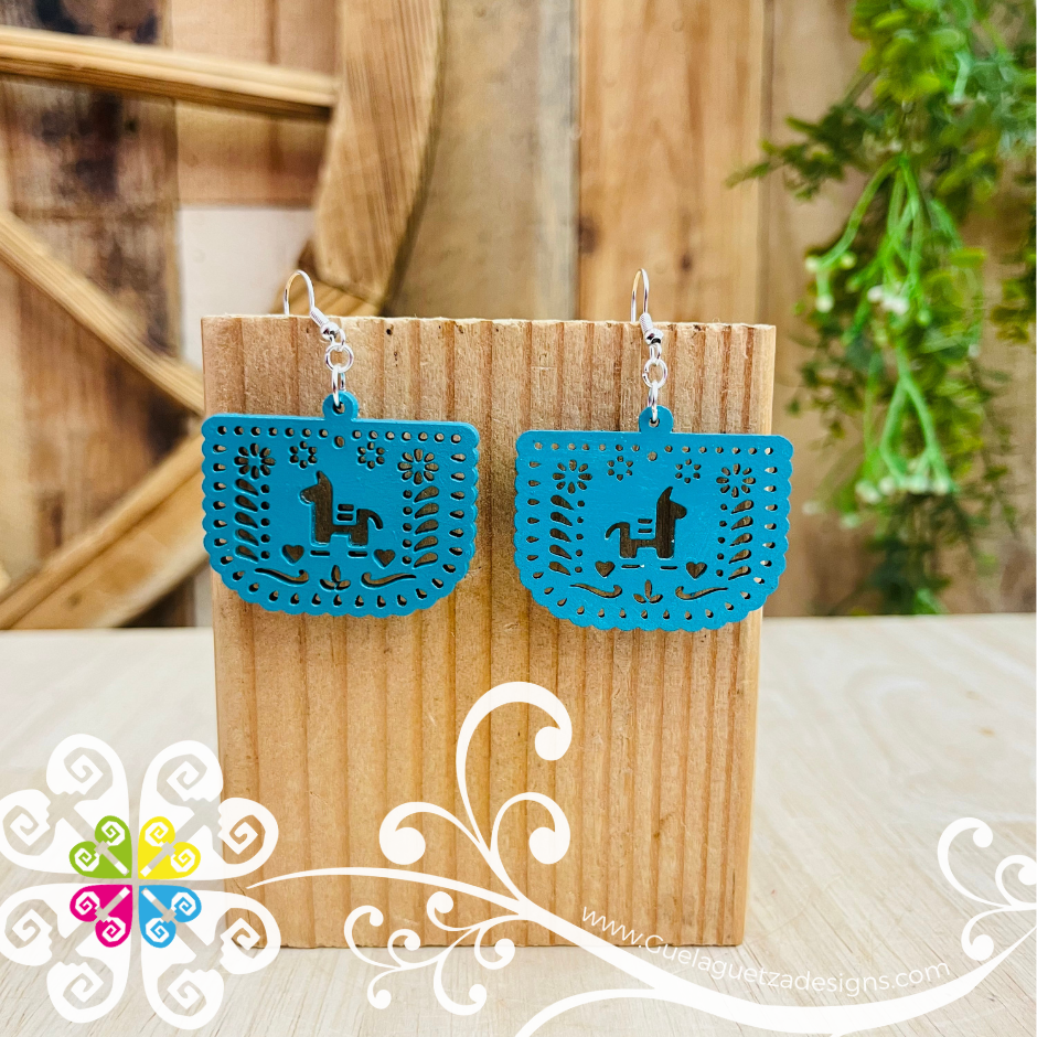 Small Papel Picado Wood Earrings - Wood Earrings