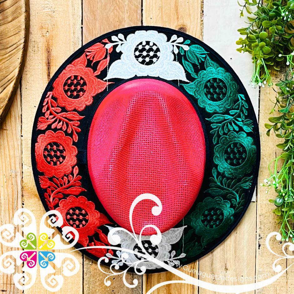 Tricolor Roses Embroider Summer Hat