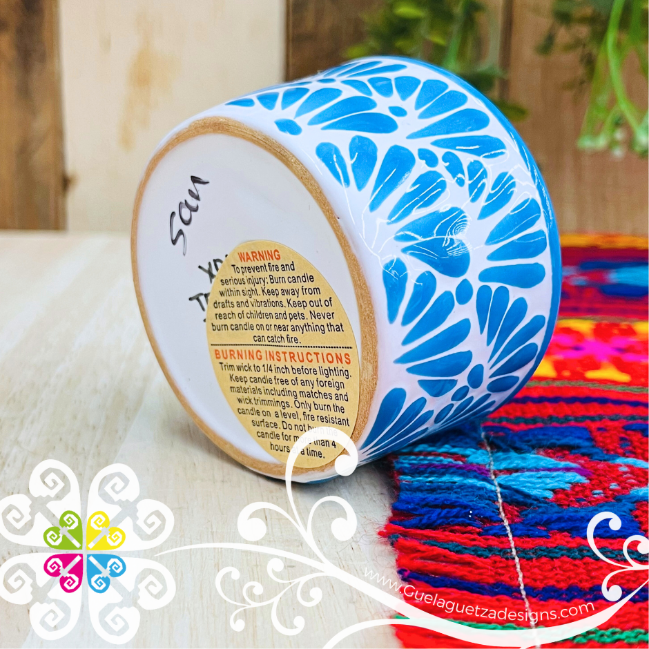 Small Blue Talavera Candle - Artisan Candles