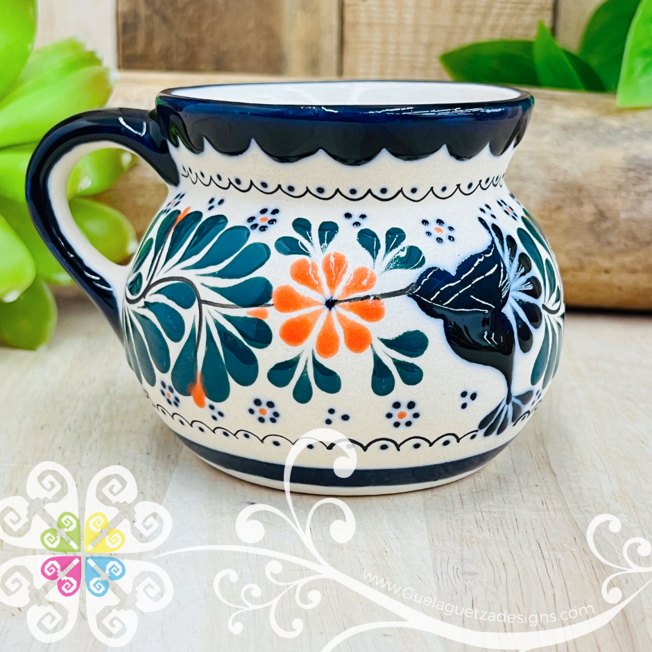 Small Navy / Orange Colibri Taza Ponchera Colibri - Barro Alta Temperatura - Single Clay Mug