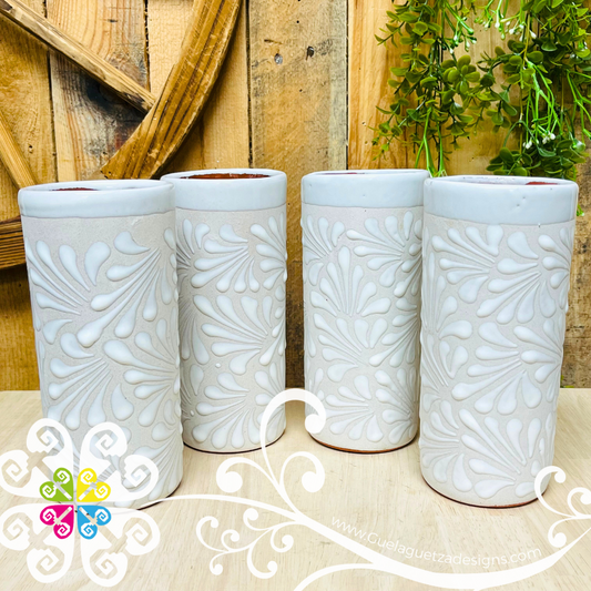 Set of White Espiga Plumeado Tall Cup - Set Clay Cup