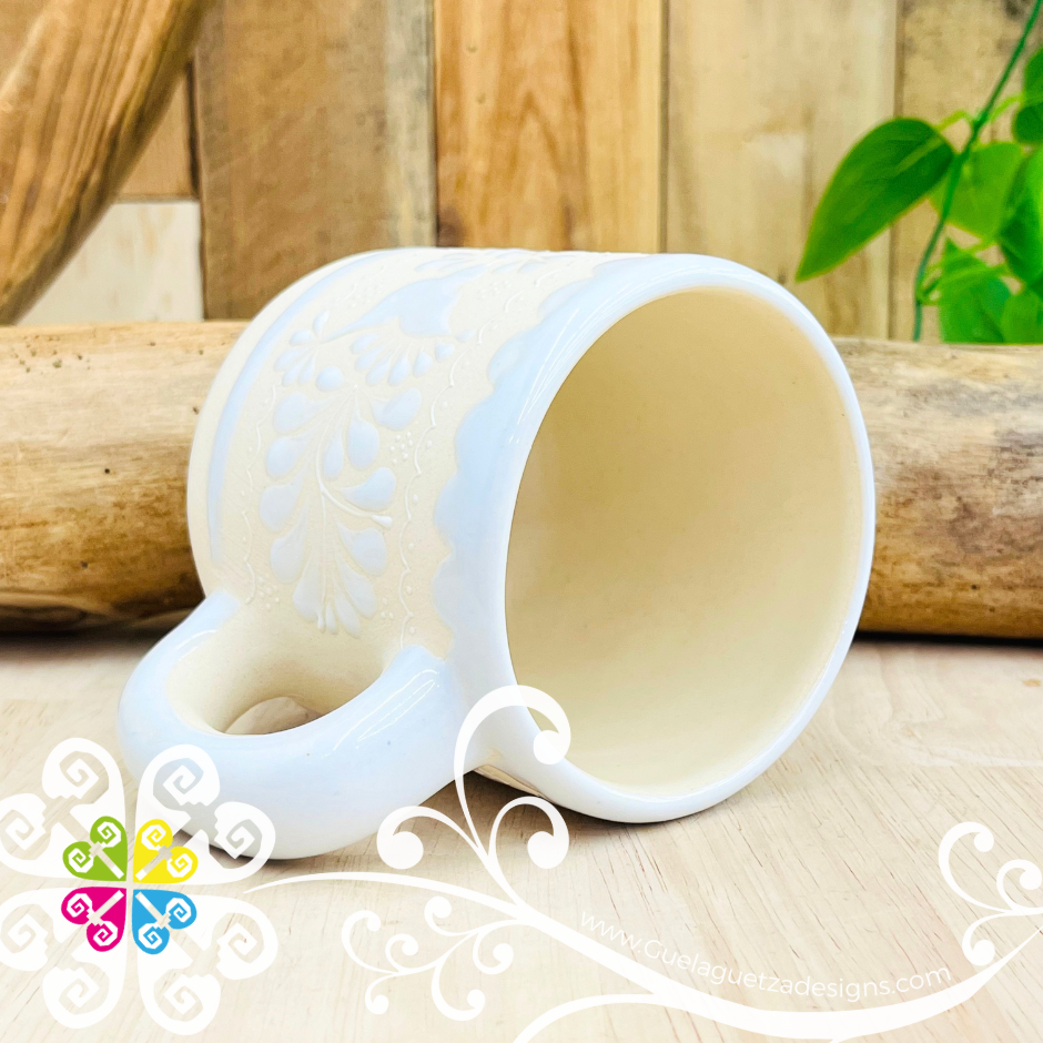 White Taza Cafetera Colibri - Barro Alta Temperatura - Single Clay Mug