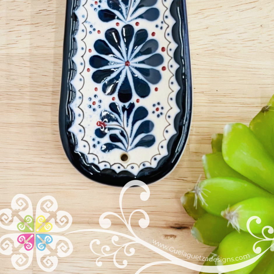 Navy Blue Dalia Spoon Rest - Barro Alta Temperatura - Spoon Rest