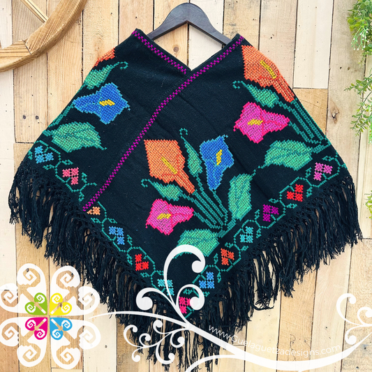 Calla Lilly Design Embroider Poncho - Mañanita