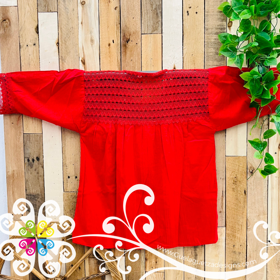 Red Berta Embroider Top - 3/4 Sleeve - Blusa Bordada