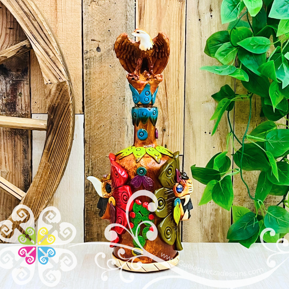 Medium Warrior Glass Bottle Container - Epoxy Clay Tequila Glass Bottle