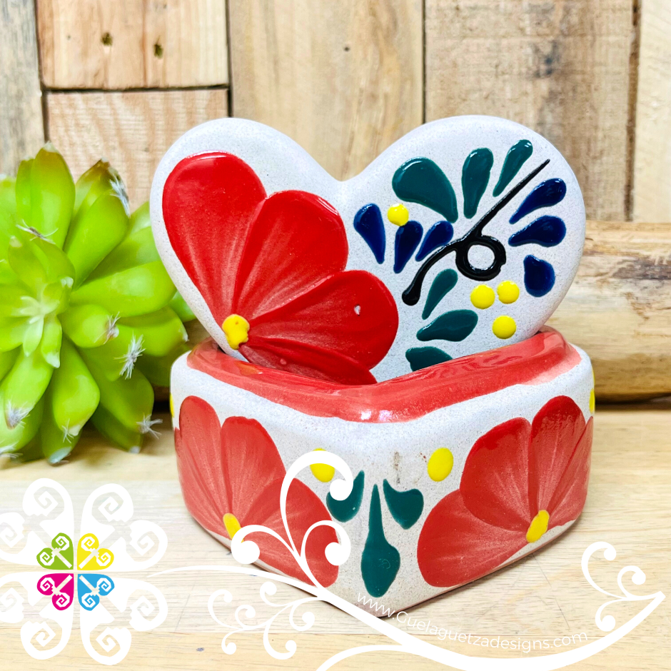 Flower Heart Clay Box - Jewelry Box - Alajero Corazon Flower Heart Clay Box - Jewelry Box - Alajero Corazon