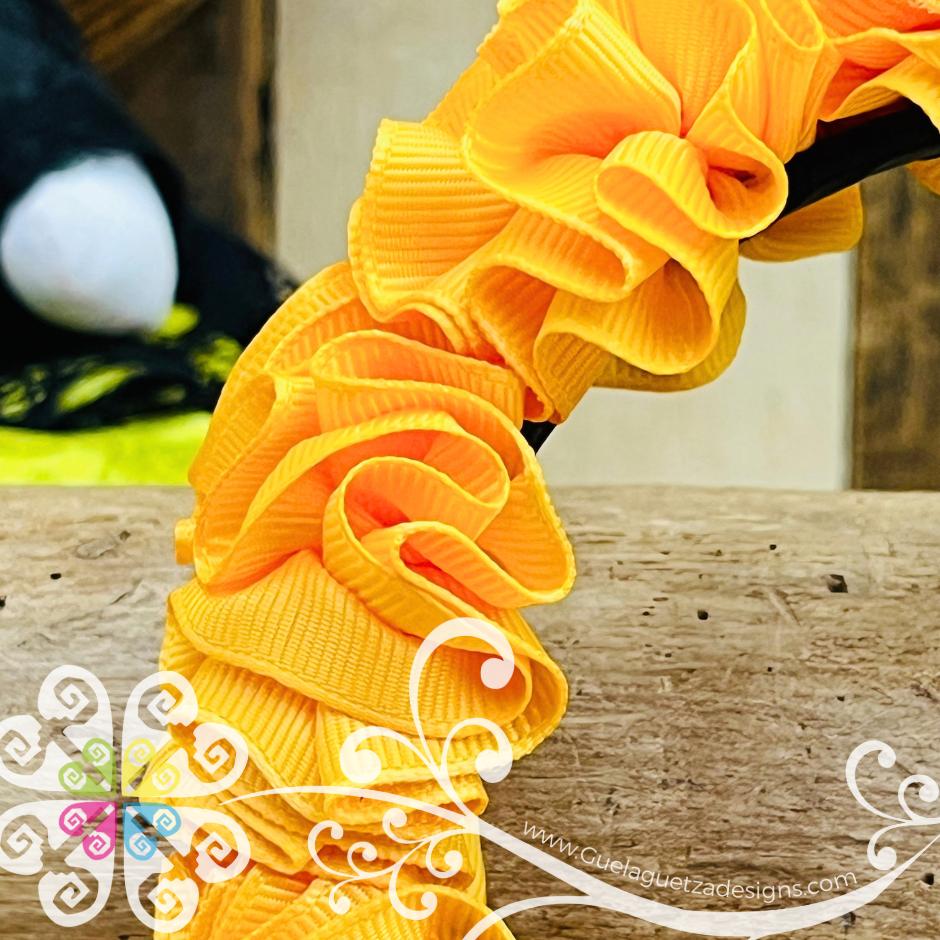 Yellow Catrina Ribbon Flower Headband - Folkloric Headband