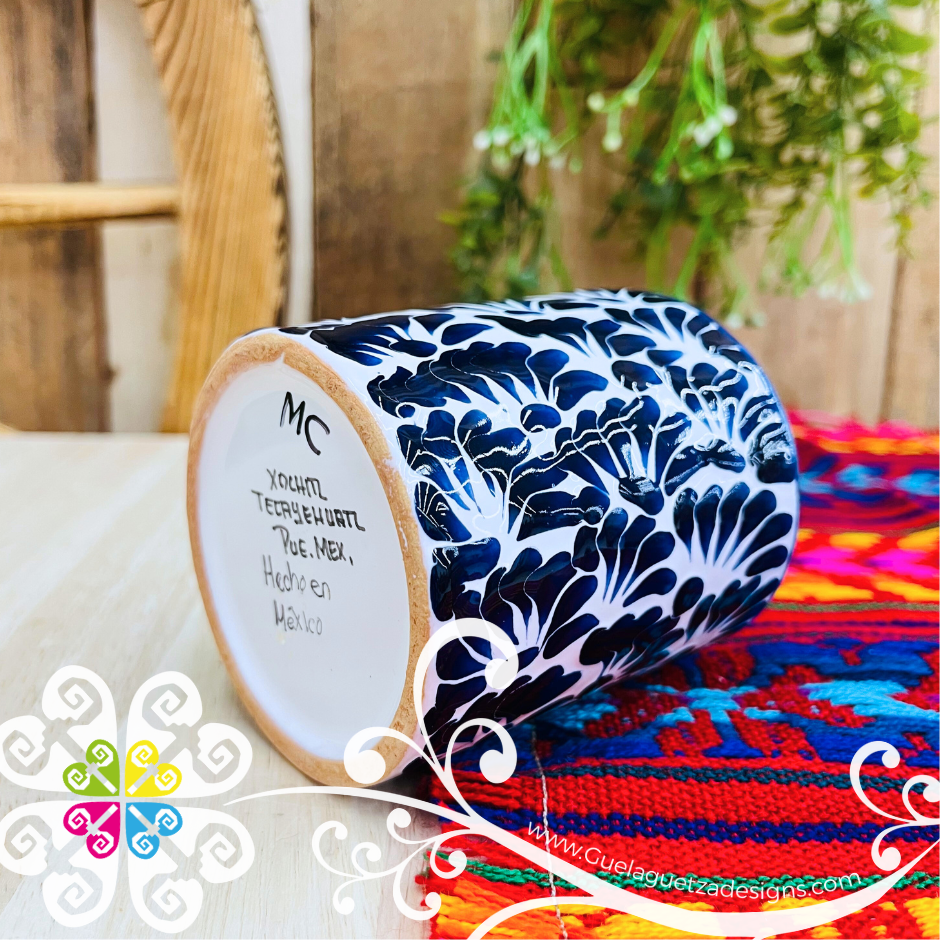 Large Cylinder Navy Blue Talavera Candle - Artisan Candles