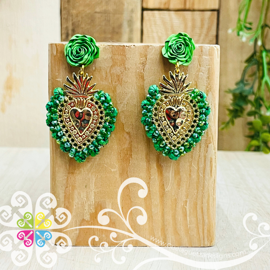 Medium Solid Color Corazon Milagrito Studs- Palm Earrings