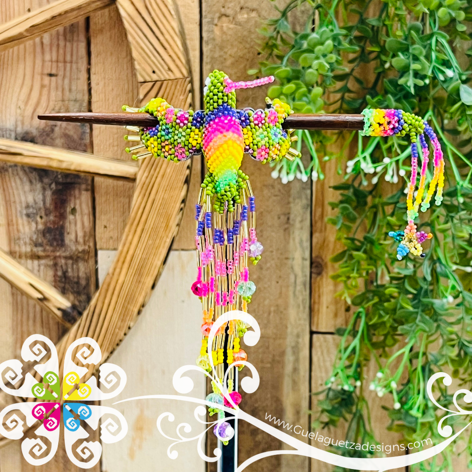 Hummingbird Beaded Hair Brooch