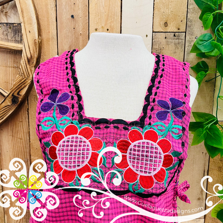Fuchsia Escapulario Embroider Apron - Mandil Artesanal