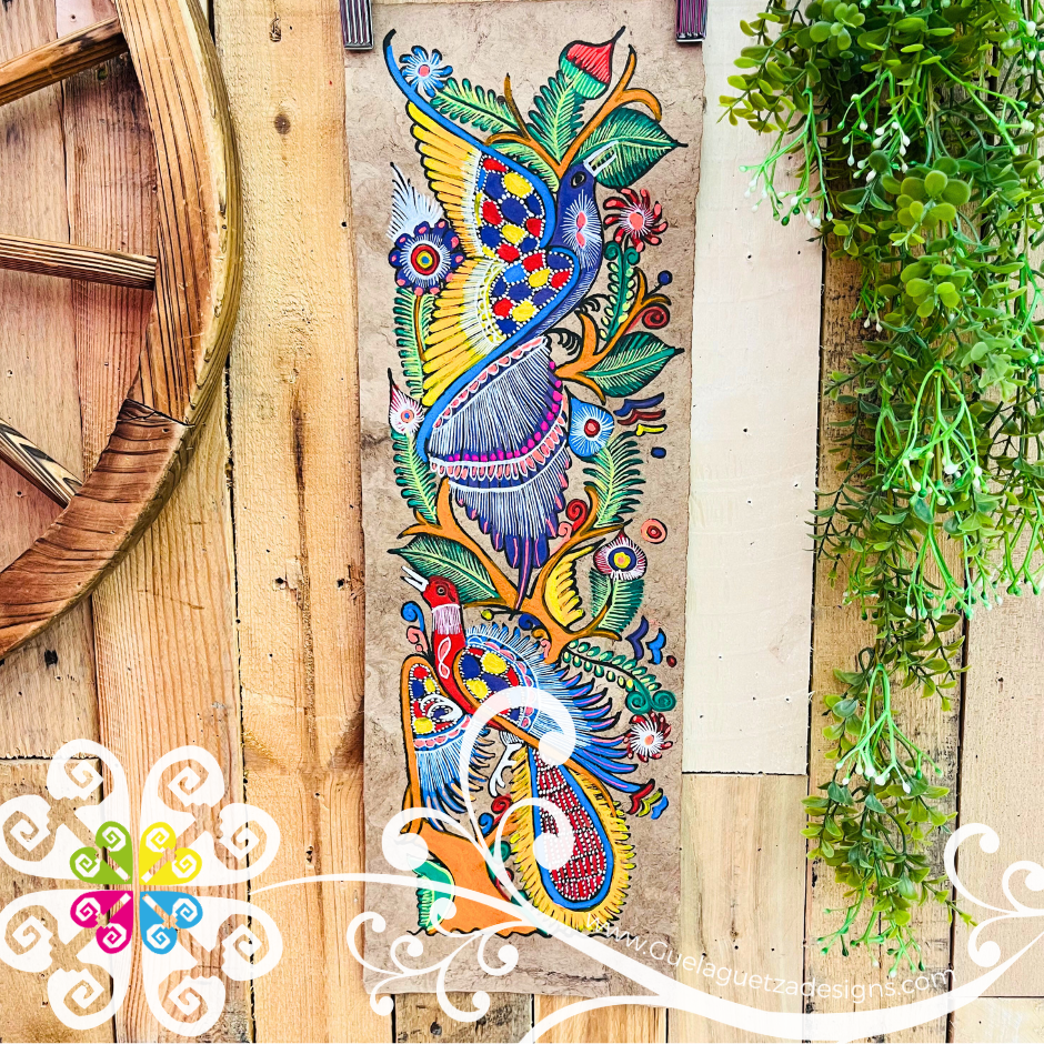 Long Medium Neon Colors Fauna Designs - Amate Paintings