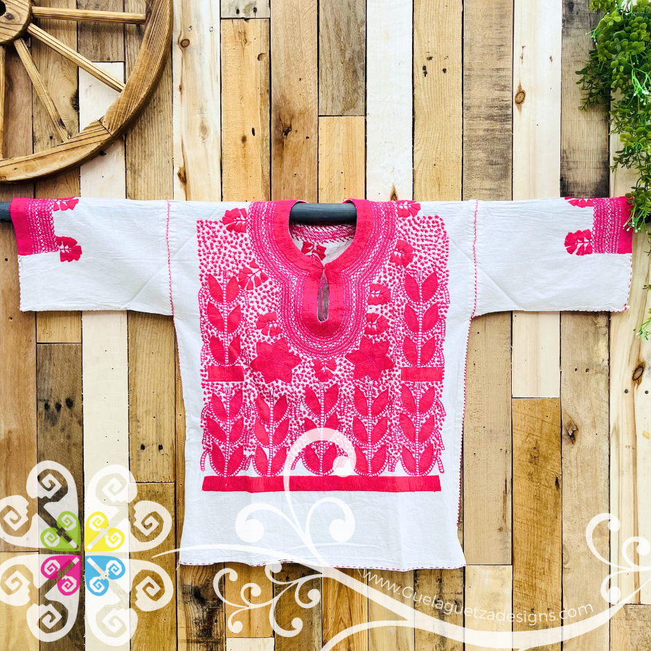 Medium Solid Colors Milpa Embroider 3/4 Sleeve Top - Blusa Bordada